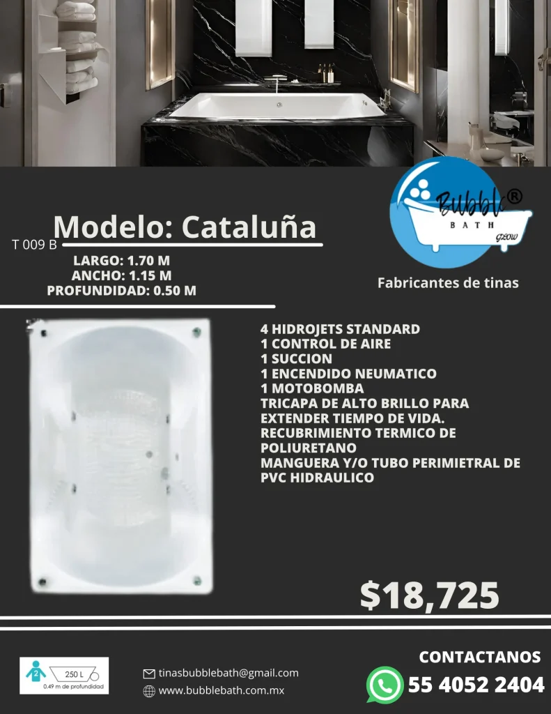Lista de precios y catalogo de tinas y jacuzzis