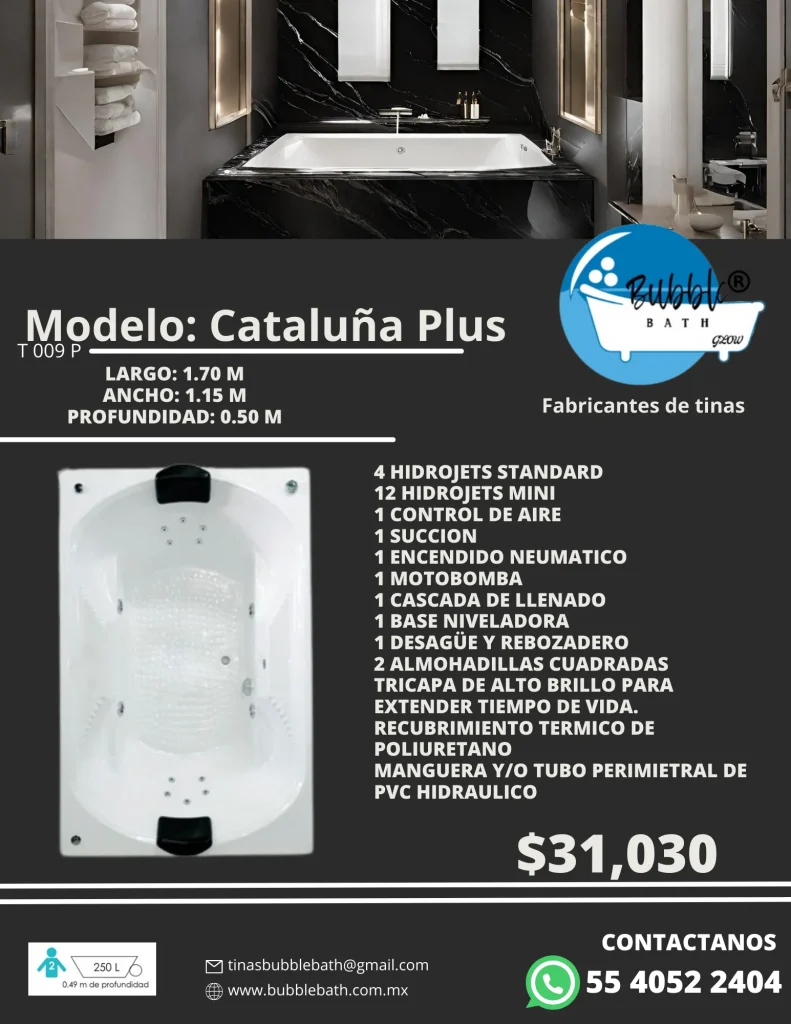 Lista de precios y catalogo de tinas y jacuzzis