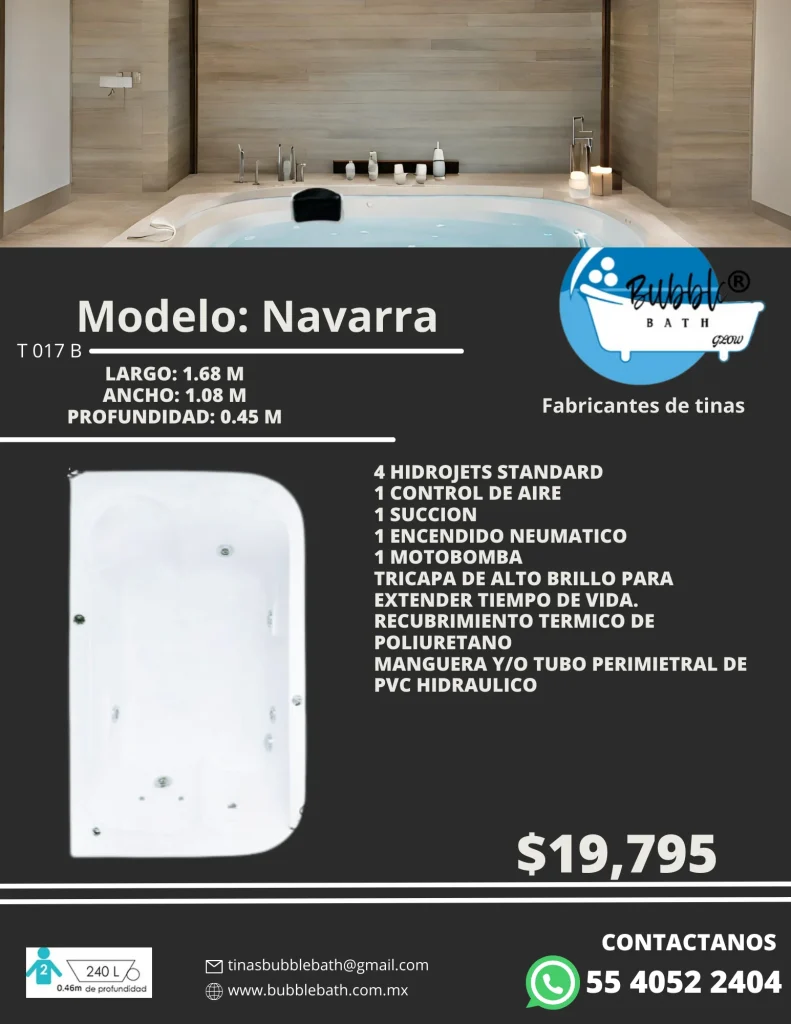 Lista de precios y catalogo de tinas y jacuzzis