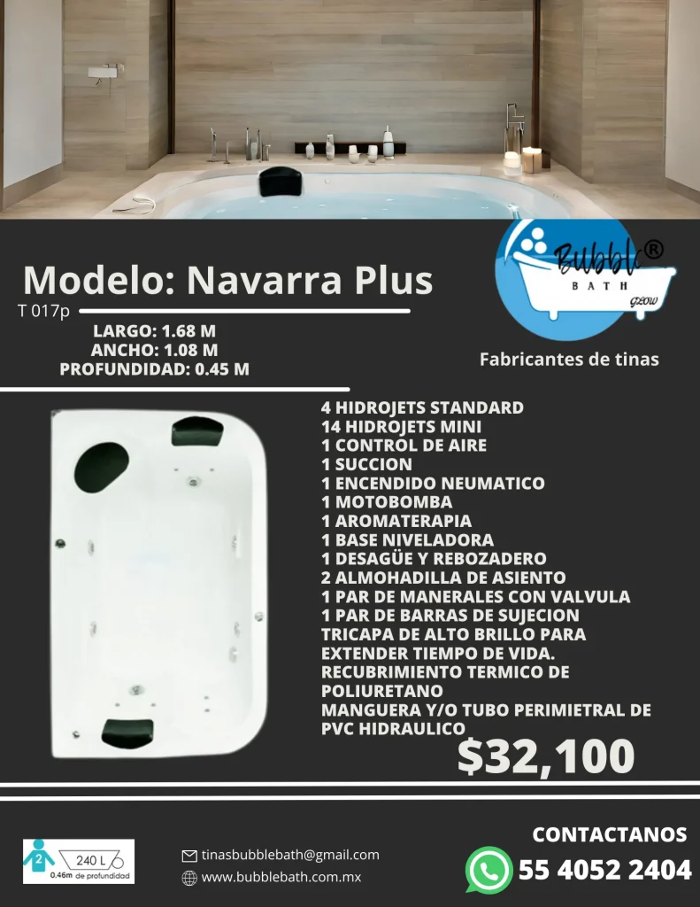 Lista de precios y catalogo de tinas y jacuzzis