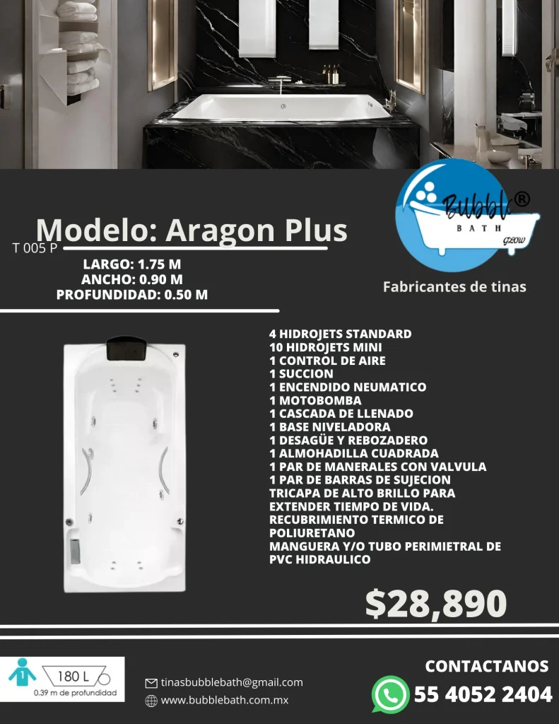 Lista de precios y catalogo de tinas y jacuzzis
