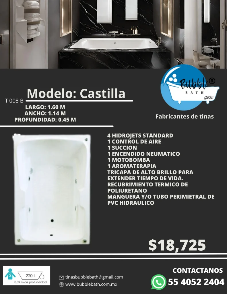 Lista de precios y catalogo de tinas y jacuzzis