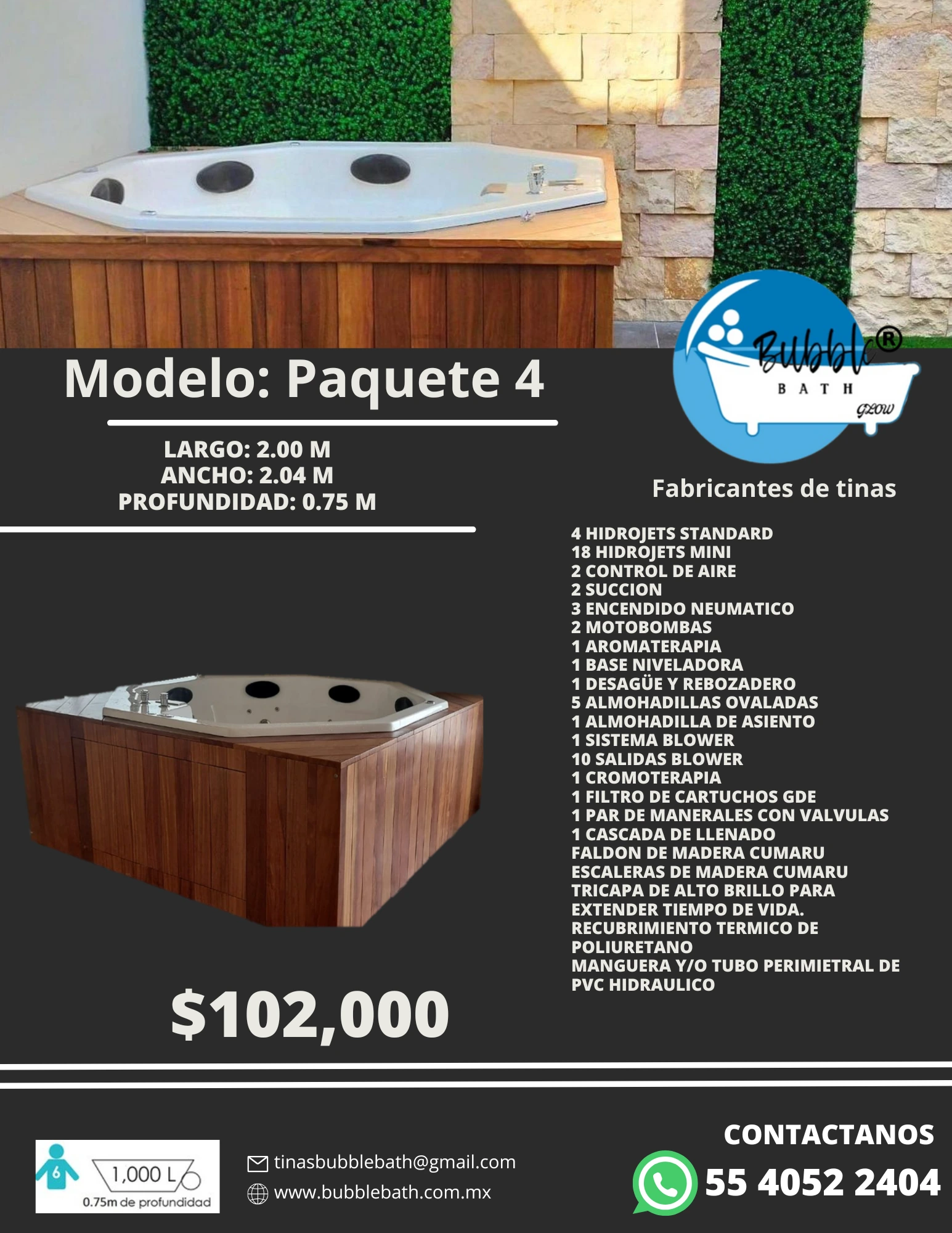 Paquete 4 Parla Madera Cumaru